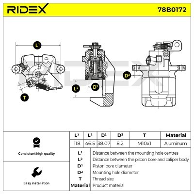 Brake Caliper RIDEX 78B0172 78B0172 - photo 4