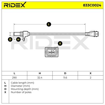 Crankshaft Pulse Sensor RIDEX 833C0024 833C0024 - photo 4