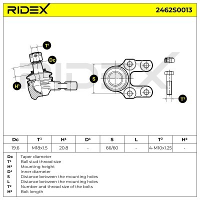 Ball Joint RIDEX 2462S0013 2462S0013 - photo 6