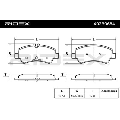 Brake Pads Set RIDEX 402B0684 402B0684 - photo 3