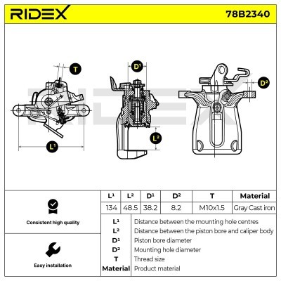 Brake Caliper RIDEX 78B2340 78B2340 - photo 6