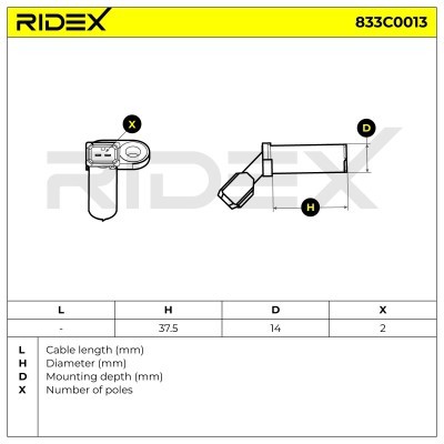 Crankshaft Pulse Sensor RIDEX 833C0013 833C0013 - photo 3