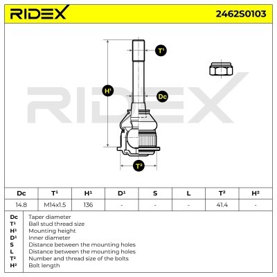 Ball Joint RIDEX 2462S0103 2462S0103 - photo 7