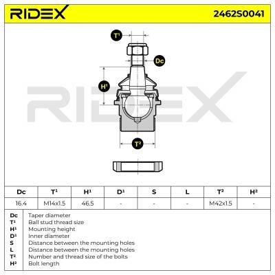 Ball Joint RIDEX 2462S0041 2462S0041 - photo 6
