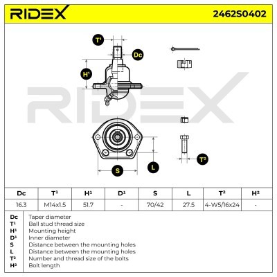 Ball Joint RIDEX 2462S0402 2462S0402 - photo 5