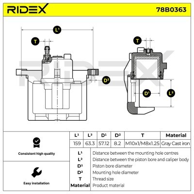 Brake Caliper RIDEX 78B0363 78B0363 - photo 7