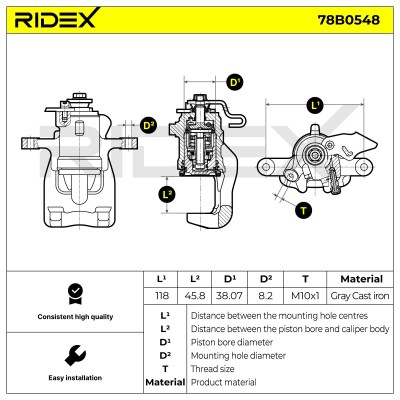 Brake Caliper RIDEX 78B0548 78B0548 - photo 6