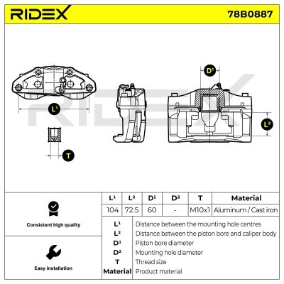 Brake Caliper RIDEX 78B0887 78B0887 - photo 7