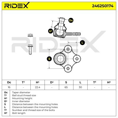Ball Joint RIDEX 2462S0174 2462S0174 - photo 5