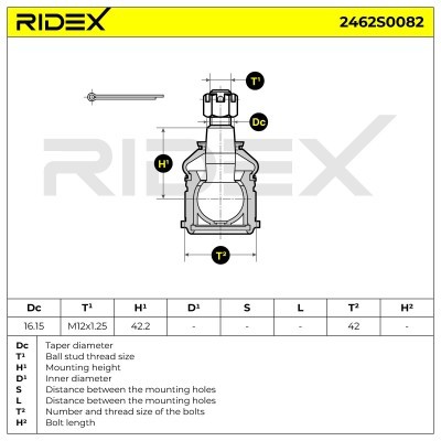 Ball Joint RIDEX 2462S0082 2462S0082 - photo 7