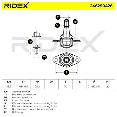 Ball Joint RIDEX 2462S0426 2462S0426 - photo 6
