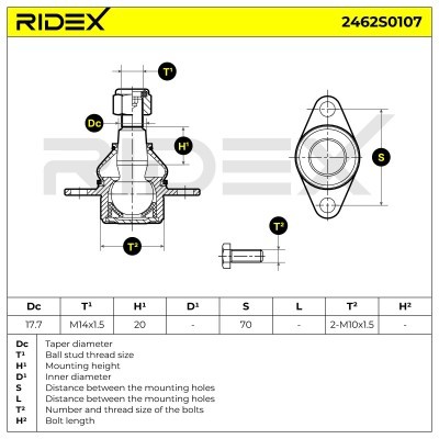 Ball Joint RIDEX 2462S0107 2462S0107 - photo 5