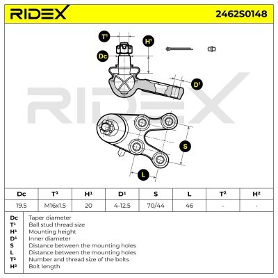 Ball Joint RIDEX 2462S0148 2462S0148 - photo 6