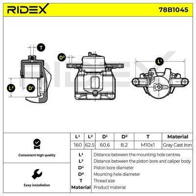 Brake Caliper RIDEX 78B1045 78B1045 - photo 5