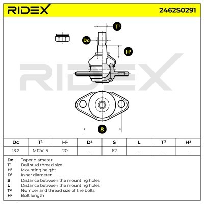 Ball Joint RIDEX 2462S0291 2462S0291 - photo 6