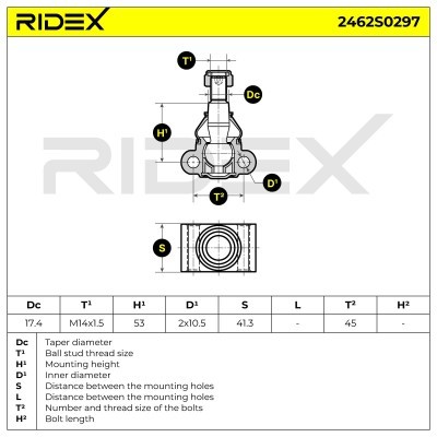 Ball Joint RIDEX 2462S0297 2462S0297 - photo 5