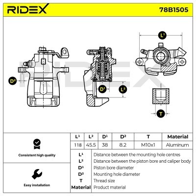 Brake Caliper RIDEX 78B1505 78B1505 - photo 5