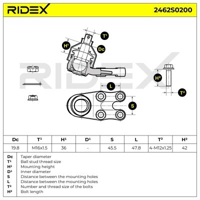Ball Joint RIDEX 2462S0200 2462S0200 - photo 7