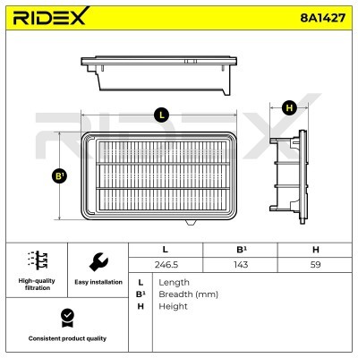 Air Filter RIDEX 8A1427 8A1427 - photo 7