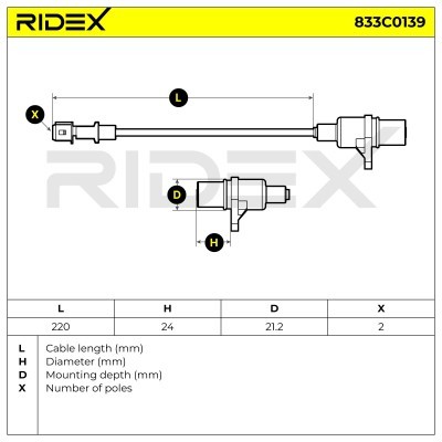 Crankshaft Pulse Sensor RIDEX 833C0139 833C0139 - photo 3