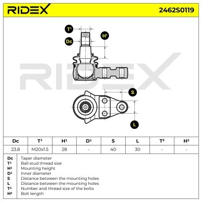 Ball Joint RIDEX 2462S0119 2462S0119 - photo 6