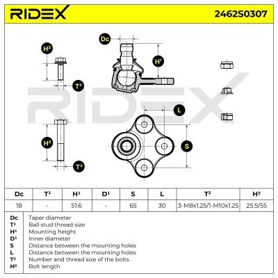 Ball Joint RIDEX 2462S0307 2462S0307 - photo 5