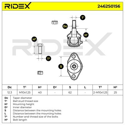 Ball Joint RIDEX 2462S0156 2462S0156 - photo 5