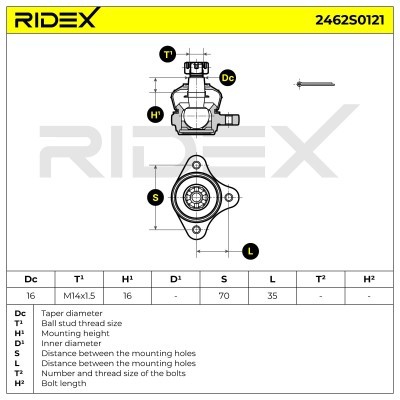 Ball Joint RIDEX 2462S0121 2462S0121 - photo 6