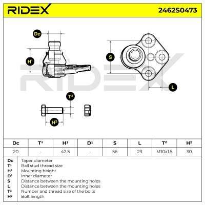 Ball Joint RIDEX 2462S0473 2462S0473 - photo 5