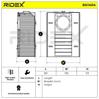 Air Filter RIDEX 8A1404 8A1404 - photo 6