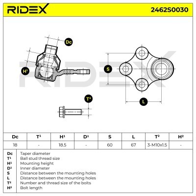 Ball Joint RIDEX 2462S0030 2462S0030 - photo 6