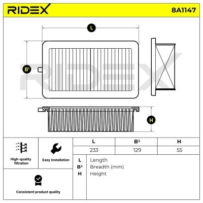 Air Filter RIDEX 8A1147 8A1147 - photo 6