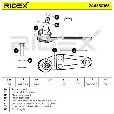 Ball Joint RIDEX 2462S0165 2462S0165 - photo 6