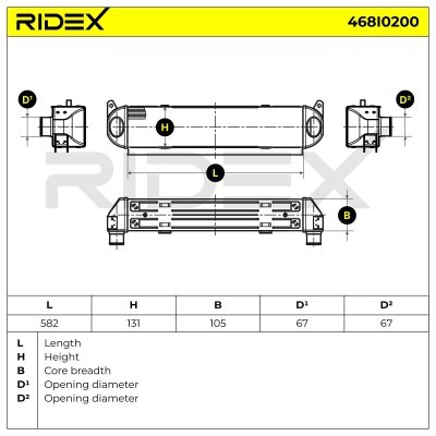 Intercooler, Charger RIDEX 468I0200 468I0200 - photo 5