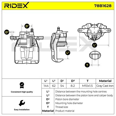 Brake Caliper RIDEX 78B1628 78B1628 - photo 6