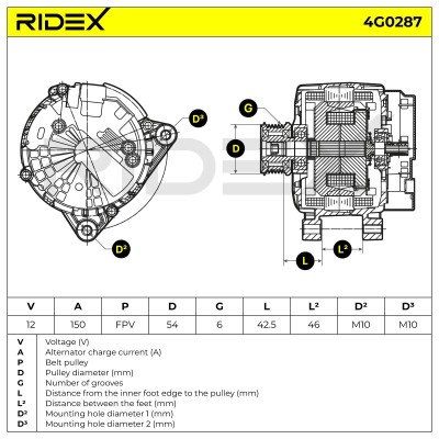 Alternator RIDEX 4G0287 4G0287 - photo 7