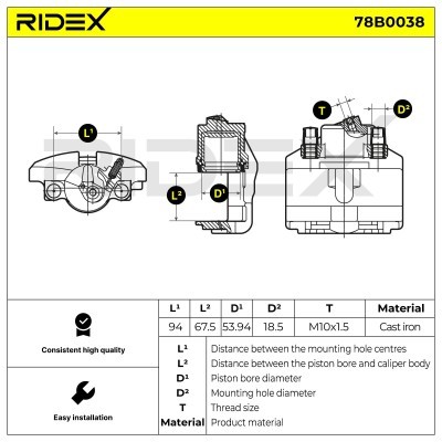 Brake Caliper RIDEX 78B0038 78B0038 - photo 4