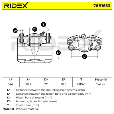Brake Caliper RIDEX 78B1653 78B1653 - photo 7