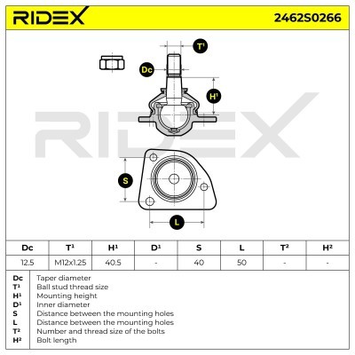 Ball Joint RIDEX 2462S0266 2462S0266 - photo 7