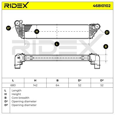 Intercooler, Charger RIDEX 468I0102 468I0102 - photo 6