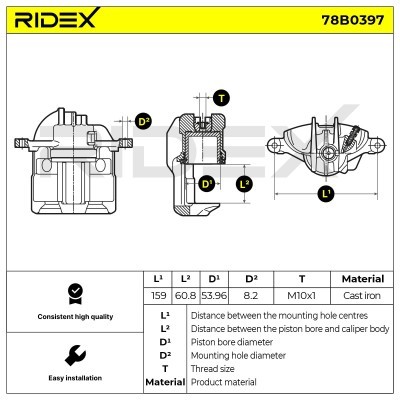 Brake Caliper RIDEX 78B0397 78B0397 - photo 2