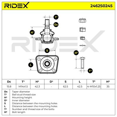 Ball Joint RIDEX 2462S0245 2462S0245 - photo 5