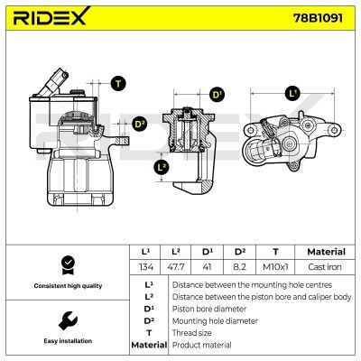 Brake Caliper RIDEX 78B1091 78B1091 - photo 6