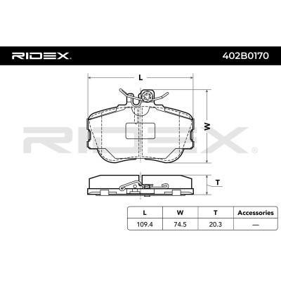 Brake Pads Set RIDEX 402B0170 402B0170 - photo 3