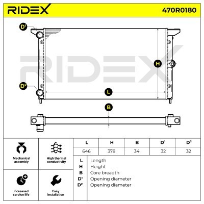 Radiator, Engine Cooling RIDEX 470R0180 470R0180 - photo 5