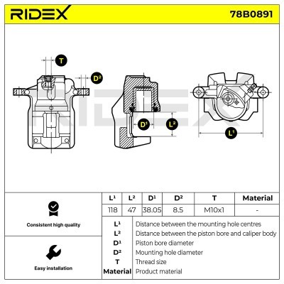 Brake Caliper RIDEX 78B0891 78B0891 - photo 3