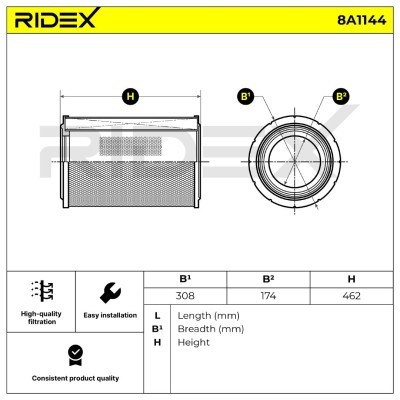 Air Filter RIDEX 8A1144 8A1144 - photo 6