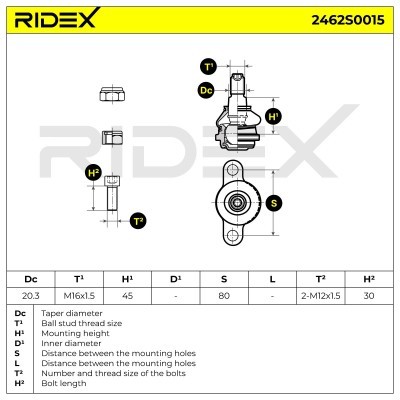 Ball Joint RIDEX 2462S0015 2462S0015 - photo 7