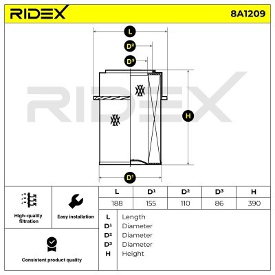 Air Filter RIDEX 8A1209 8A1209 - photo 6