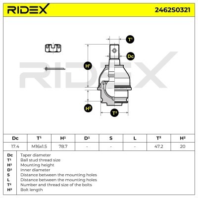 Ball Joint RIDEX 2462S0321 2462S0321 - photo 7